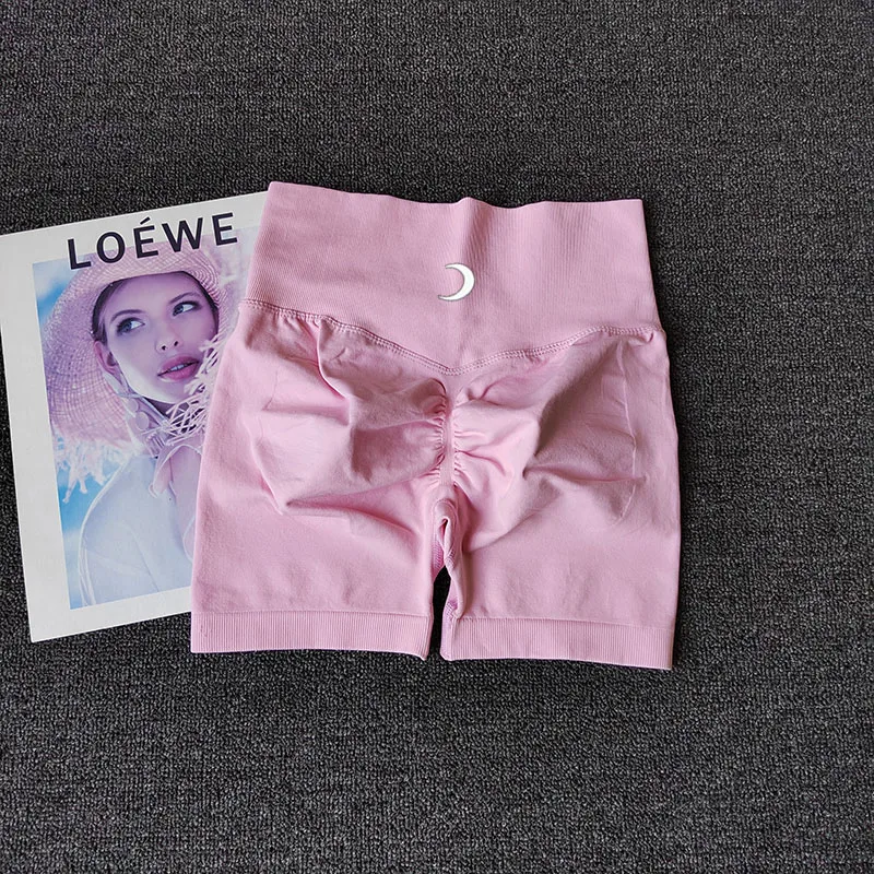 Europe and The United States Yoga Shorts Hip High Waist Waist High Elastic Tights Peach Hip Fitness Shorts Women Exercise Li