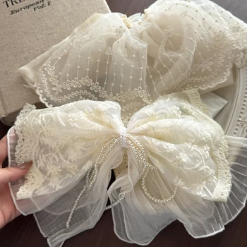 Fermaglio per capelli con fiocco in pizzo, elegante fermaglio a forma di squalo per la parte posteriore della testa, accessorio per capelli di alta gamma.