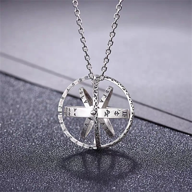 Vintage Astronomical Ball Alloy Men's and Women's Rings Creative Complex Rotating Cosmic Ring Deformable Rotating Ring Necklace 3