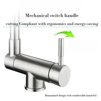 ก๊อกน้ำอ่างล้างจานสแตนเลส 304 หมุนได้ 360 องศา ° ก๊อกน้ำแบบหมุนพับได้ น้ำร้อนน้ำเย็น ติดตั้งบนเคาน์เตอร์ครัว 3