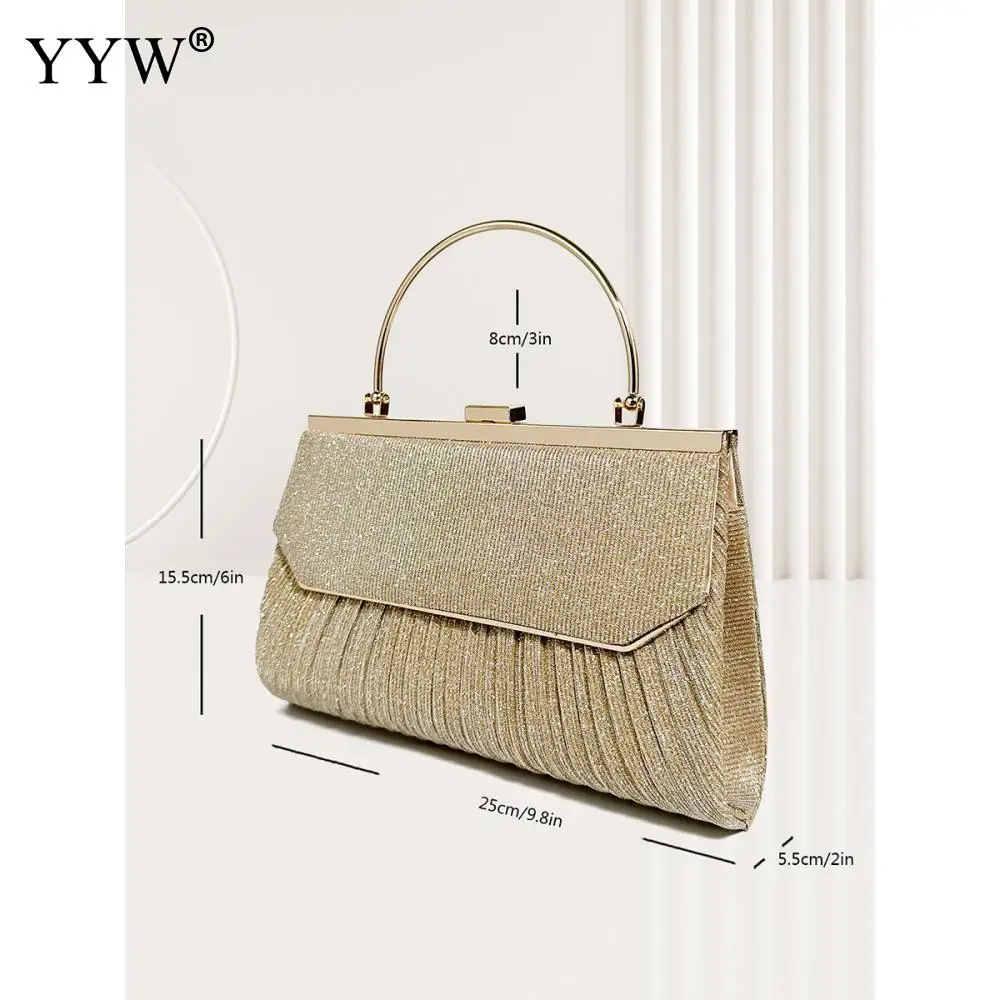Women Banquet Handbags 2023 New Gorgeous Pleated Evening Bags Femme Wedding Purse Dress Party Clutch Shoulder Crossbody Tote