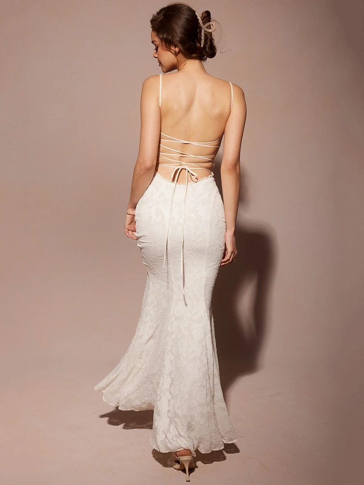 -Women's Sexy Sleeveless Lace Patchwork Backless Bodycon Maxi Dress, Elegant Party Club Evening Dress, Summer
