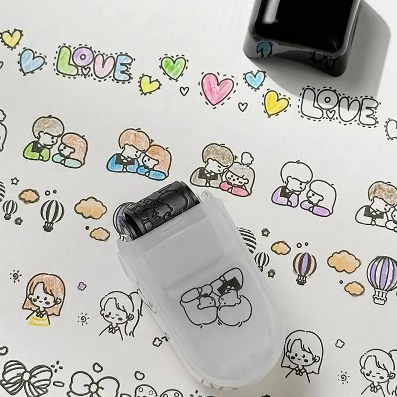 childrens seal 2PC Cartoon Pattern Lace Band Children's Rolling Flower Seal Creative Seal Graffiti Handbook DIY Roller Lace Decoration Band