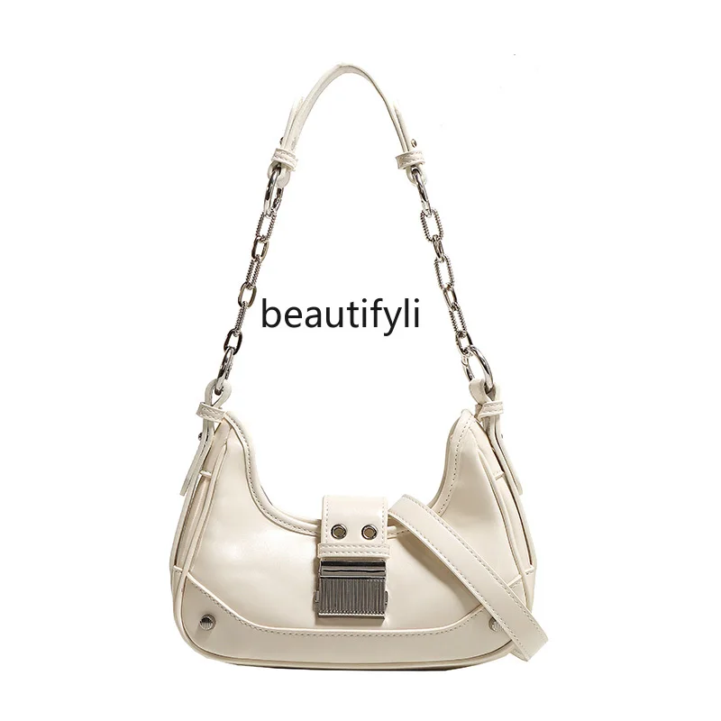 

Genuine Leather High Texture Sweet Cool Hot Girl Underarm Bag Chain Women's Messenger Bag All-Matching