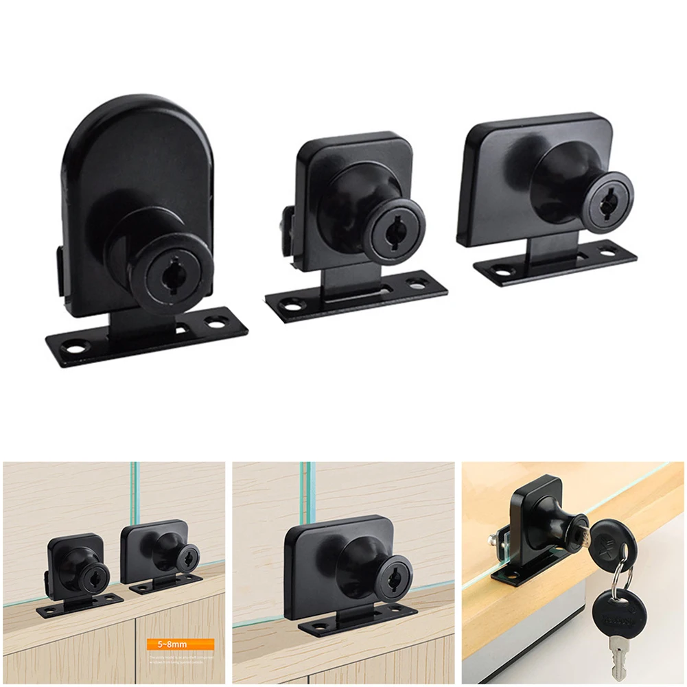 Vetrina Serratura Vetrina Serratura Porta Scorrevole In Vetro 2 Pz Chiave Per 5-8Mm Serrature Di Sicurezza In Vetro Senza Hardware Porta Di Perforazio