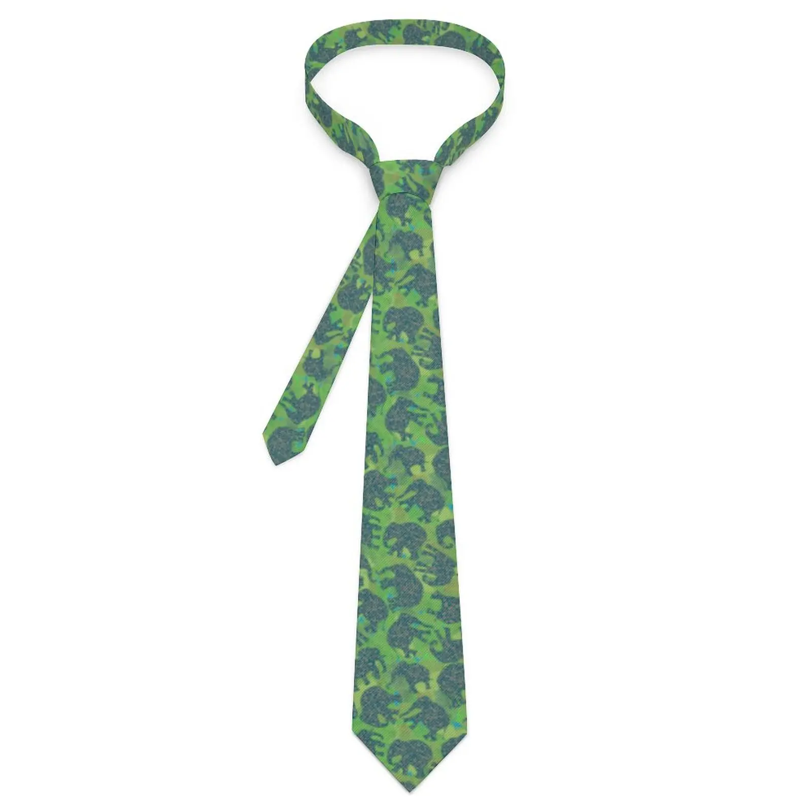 

Cute Paisley Elephant Tie Green Jungle Leaves Classic Casual Neck Ties For Male Wedding Party Collar Tie Necktie Accessories