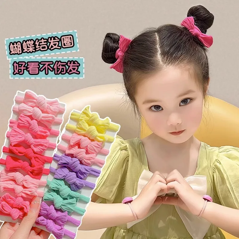 Children's Headband High Elasticity Bow Hair Loop Little Girl Not Harming Good Elasticity Rubber Band Girl Tie Hair Accessories