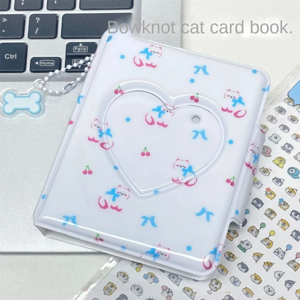 새 카드 앨범 귀여운 새끼 고양이 강아지 카드 앨범 사랑 활 PVC 아이돌 카드 수집 도서 3 인치 미니 16 내부 페이지 포토 카드 바인더