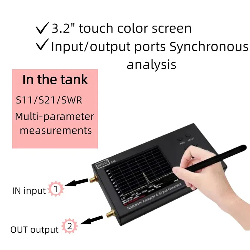 HTOOL SA8/SA6 휴대용 스펙트럼 분석기 35MHz-6200MHz Wi-Fi GSM LTE 테스트용 RF 신호 발생기 (스펙트럼 분석기)