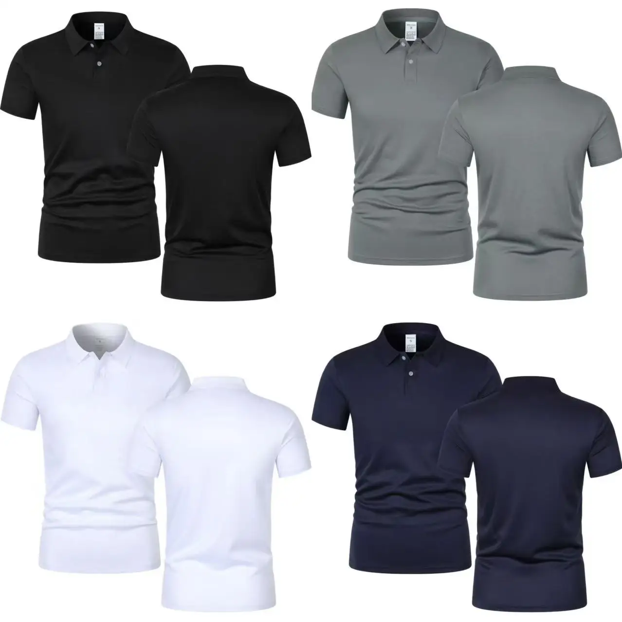 Solid color polo shirt ultra-light men's quick-drying breathable sweat-wicking shirt suitable for fitness gym and running 1