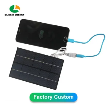 Pannello solare da 2 W 5 V monocristallo con uscita USB Caricatore solare portatile fai-da-te per telefono cellulare da campeggio 88 * 142 mm (3,46x5,59 pollici)