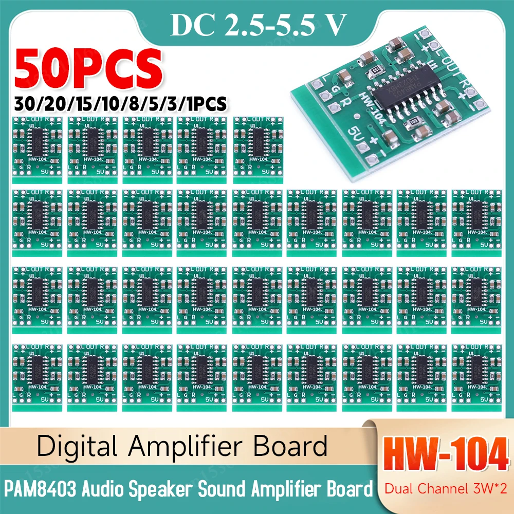Audio Amplifier Board 50-1PCS PAM8403 Audio Speaker Sound DC2.5-5.5V 2*3W Mini Power For Class D Stereo Audio