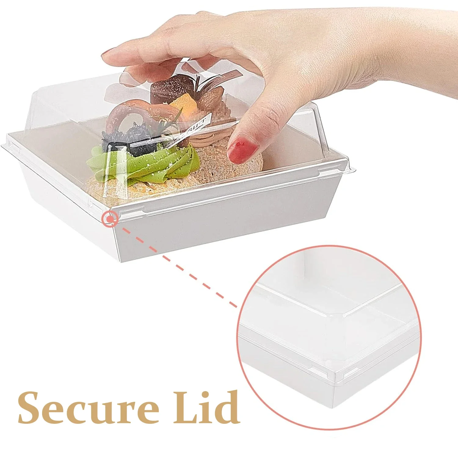 Paper Charcuterie Boxes with Clear Lids 50PCS 4 Inches Square White Disposable Sandwich Boxes Dessert To Go Containers