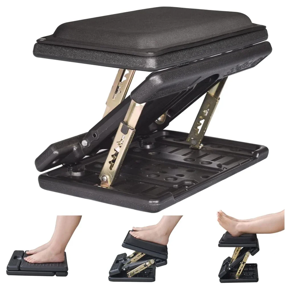Adjustable Footrest Removable Foam Cushion Under Desk Footrest with Massage Beads for Car Household Office Stool 4-Level Height