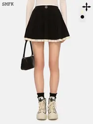 SMFK Knitted Pleated Skirt Women's High Waist Short Skirt Sunmmer Contrast Colors A-line Skirts Hot Girls Versatile Short Skirt
