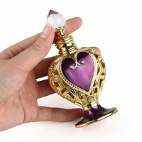 1pc Crystal Perfume Bottle Purple Heart Crown Vintage Golden Lace 12ml Collectible Empty Glass Tube Portable Palace Luxury Decor 2