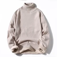 Men's High Collar Fleece Lined Knitwear Pure Color Overhead Warm One Piece Velvet Base Layer Knitwear Casual Winter Wear