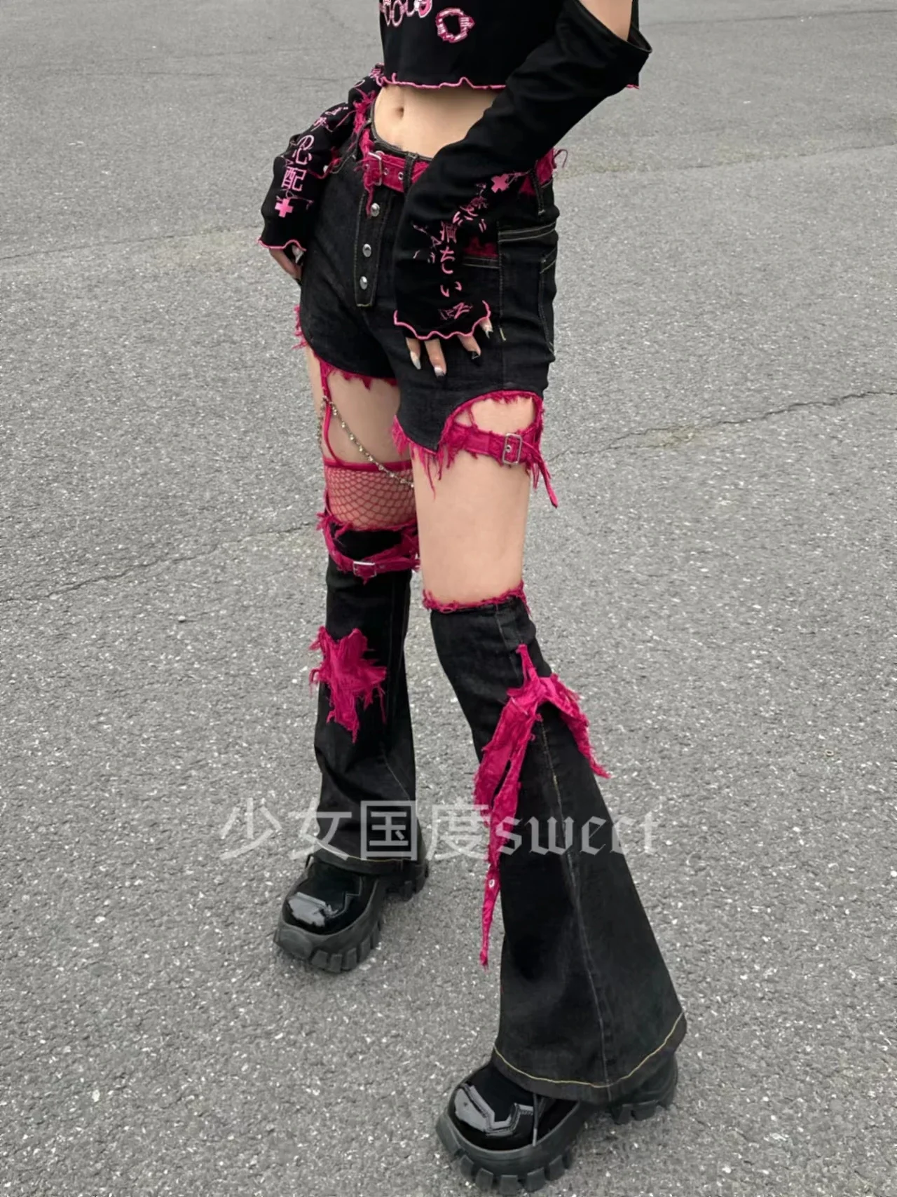 New Spring Summer Japanese Women Black Fashion Sexy High Waist Harajuku Punk Y2K Hot Girl Streetwear Two-piece Set Shorts
