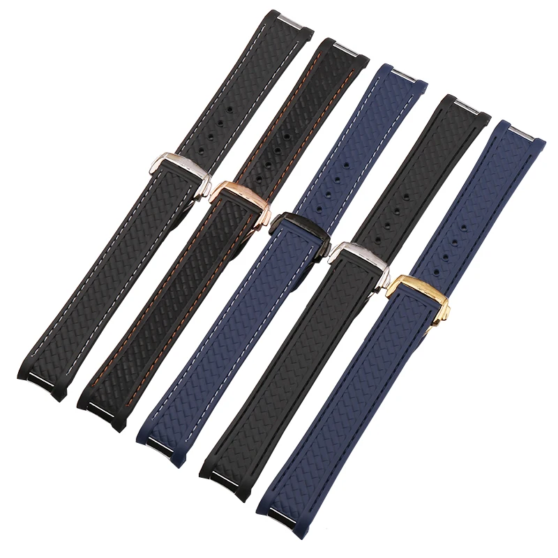 Accessori Per Orologi Cinturino In Gomma Siliconica, Cinturino In Metallo Con Estremità Curva Per Strumento Omega Seamaster 300 Aqua Terra At150 8900