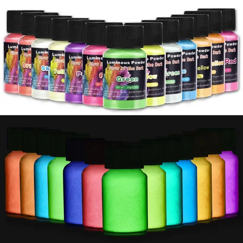 Luminous Powder Pigment 20g/Bottle Resin Pigment DIY Epoxy Resin Mold Nail Art Glitter Glow In The Dark Jewelry Making