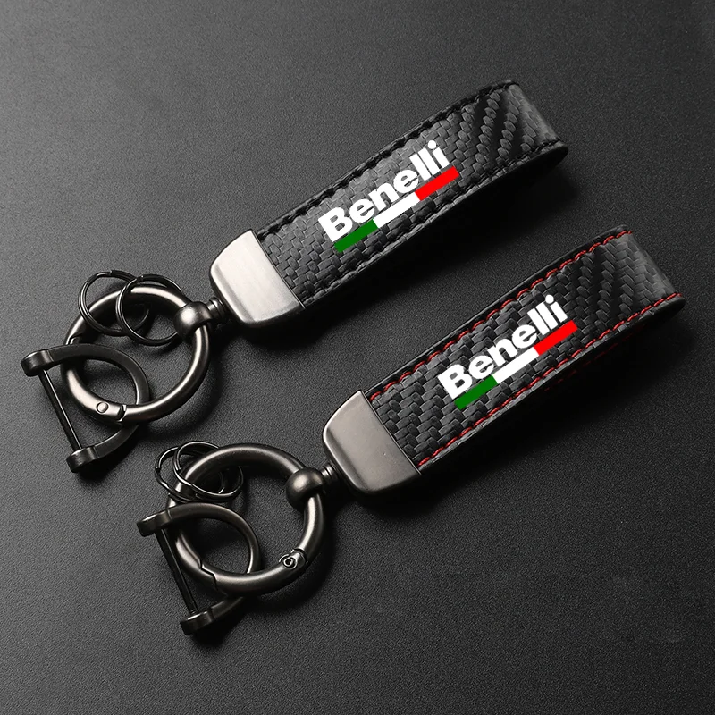 Motorcycle Carbon Fiber Leather Keychain Horseshoe Buckle Jewelry For Benelli Trk 502X 800 502 251 125 Trk502X Tnt 1130 135 150S