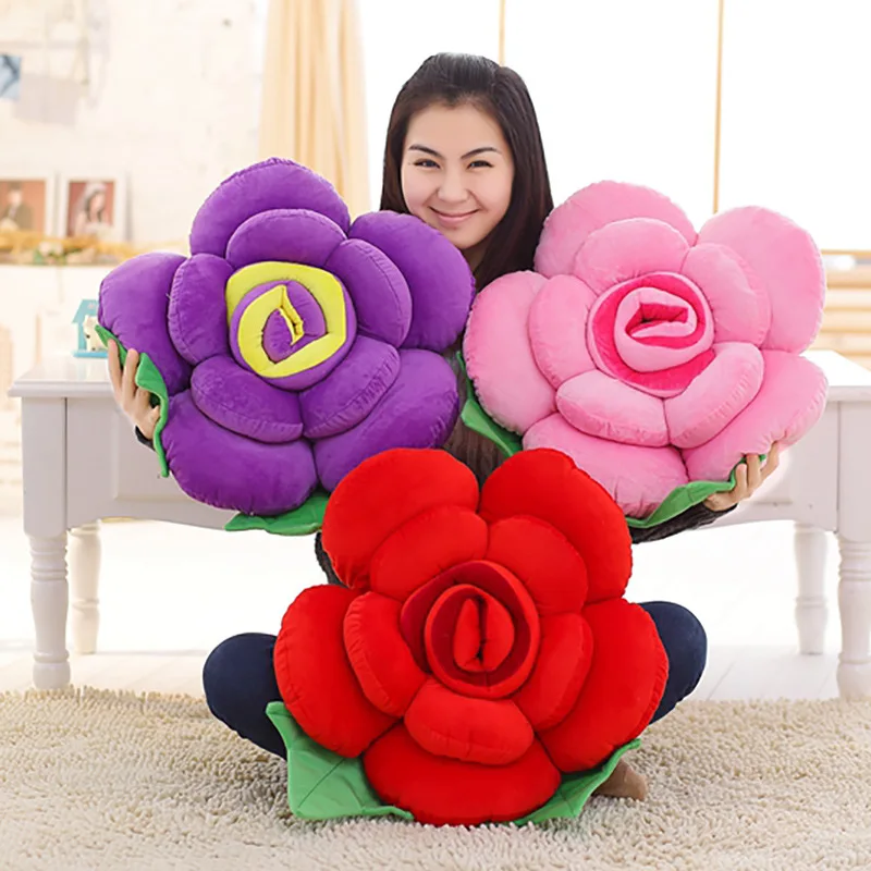 Cuscino a forma di fiore in peluche a forma di fiore, decorazione per la stanza, per leggere, per auto, guardare la TV, divano, auto sedia (35 x 35 cm, rosa