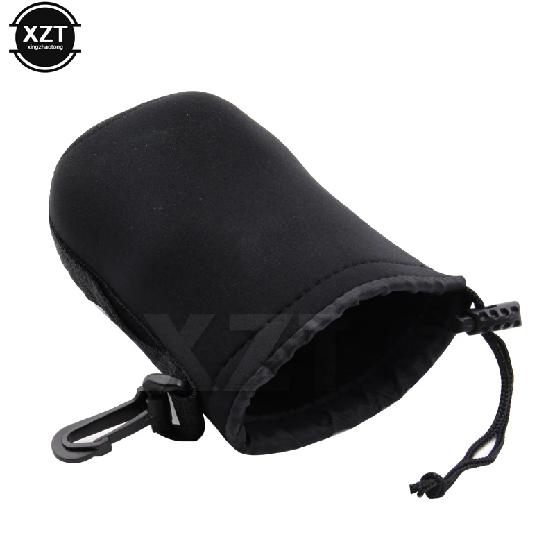 Soft Neoprene Camera Lens Bag With Hook Portable DSLR Lens Barrel Case Protector Camera Lens Camera Pouch Drawstring Bag