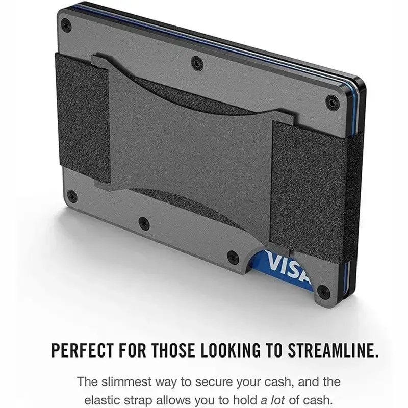 Forged Carbon Fiber Minimalist Slim Smart Wallets for Men Cashback Credit Card Holder Luxury Aluminium Wallet Rfid Money Clip - Image 5