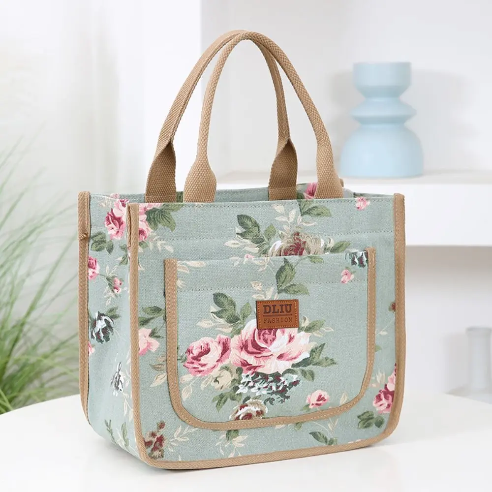 Fashion Floral Print Mittagessen Tasche Verdickte Wärmedämmung Tasche Große Kapazität Mittagessen Tasche Thermische Kühler Handtasche Frauen – Detail 2