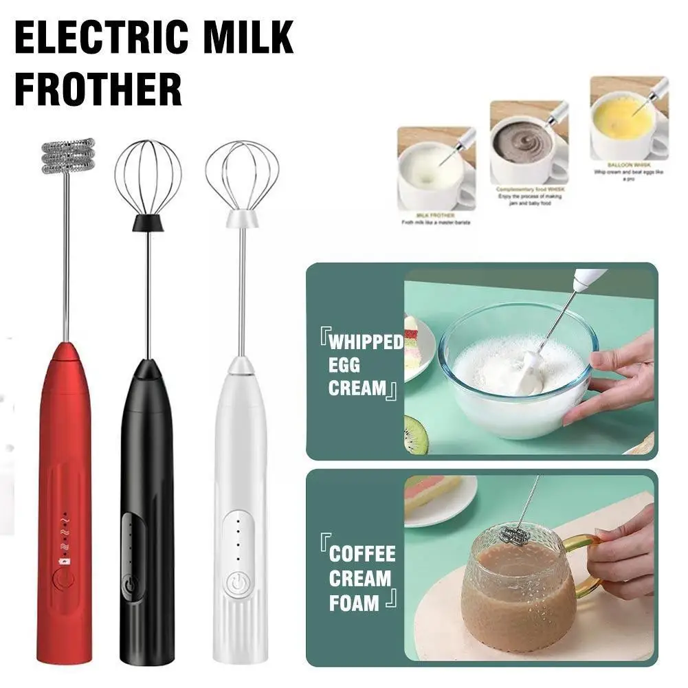 New Electric Milk Foamer Egg Beater Usb Rechargeable Whisk Foamer