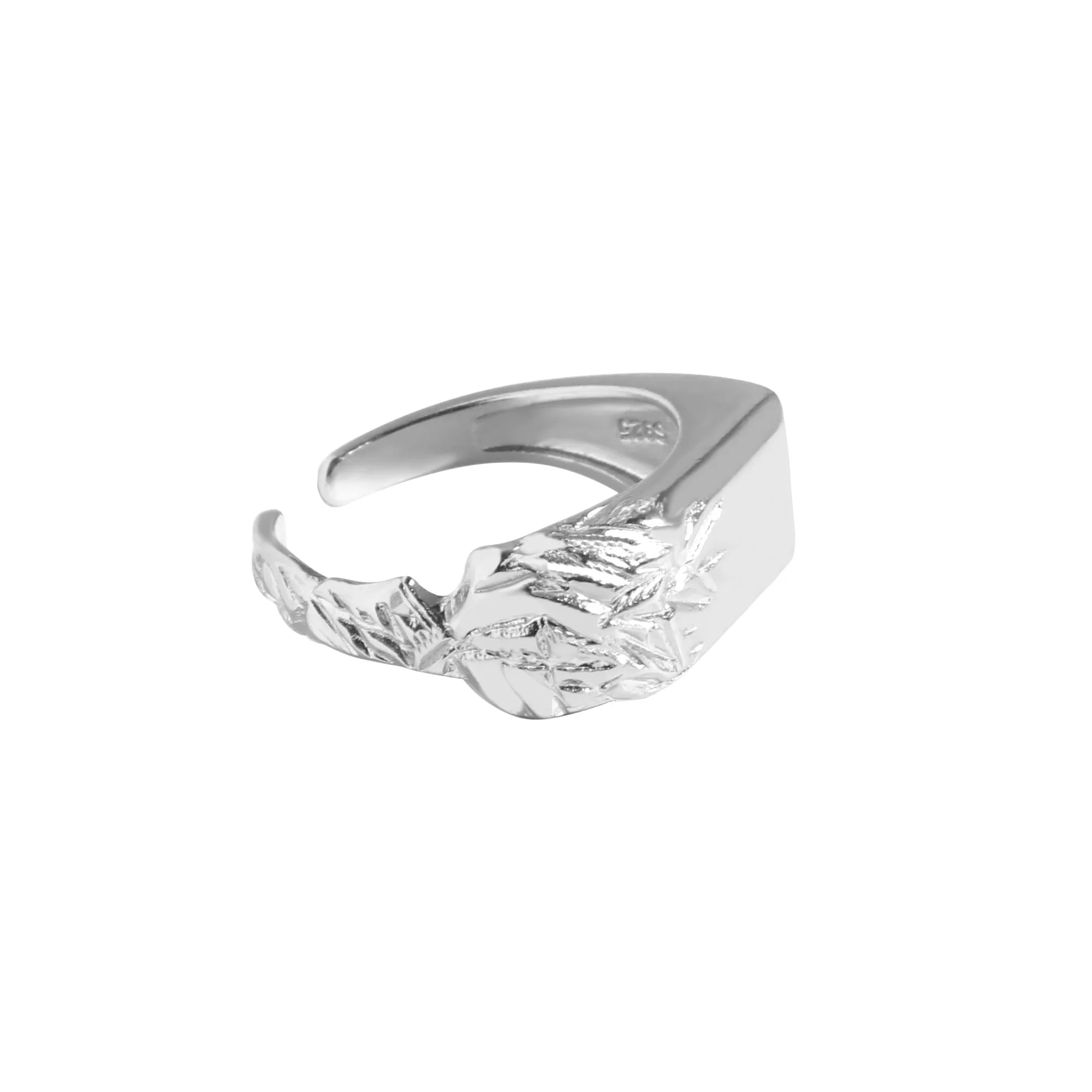 Light luxury design sense geometric square asymmetrical opening ring sterling silver S925 ring