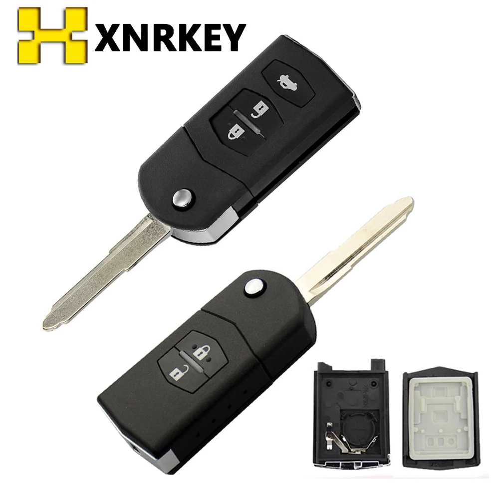 Xnrkey 2/3 Buttons Flip Folding Remote Car Key Shell Fob Big Battery
