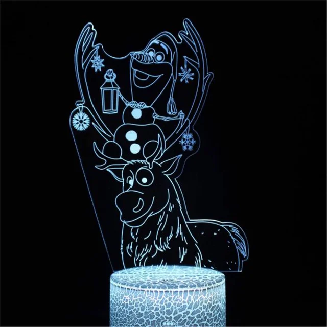 Disney Cartoon 3D Night Light Frozen Princess Acrylic LED Illusion Lamp For Children Bedroom Decortion Touch Table Lamp Kid Gift 5