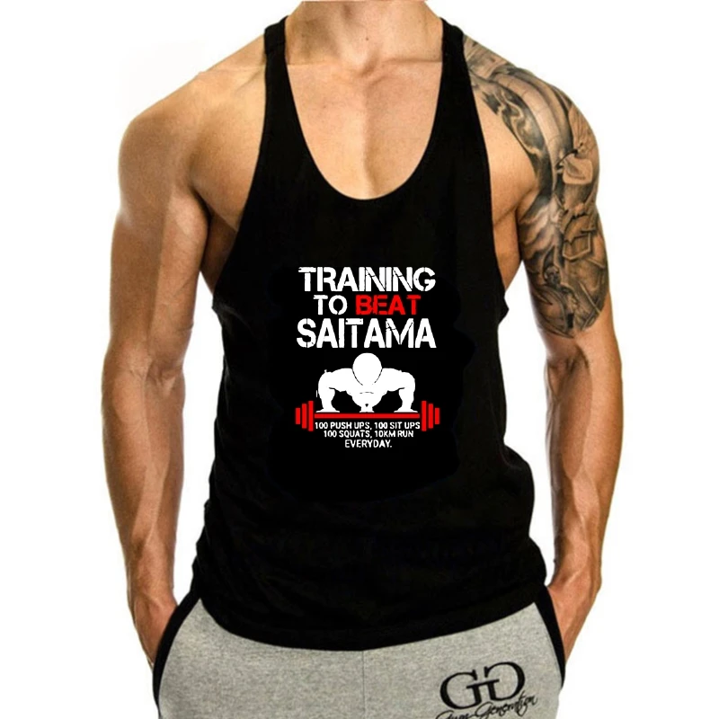 

Camiseta One Punch Man - Training to beat Saitama Top Quality Cotton Casual Men tank top men Men Free Shipping