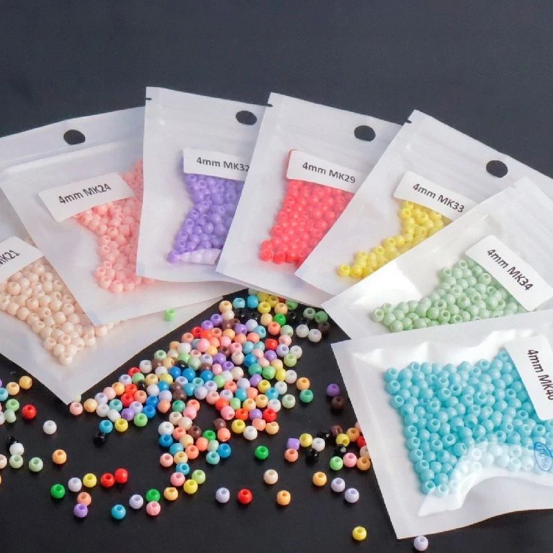 4mm 모조 체코산 단색 유리 쌀알 비즈 6/0 고색상 유지력 유화 효과 DIY 수..