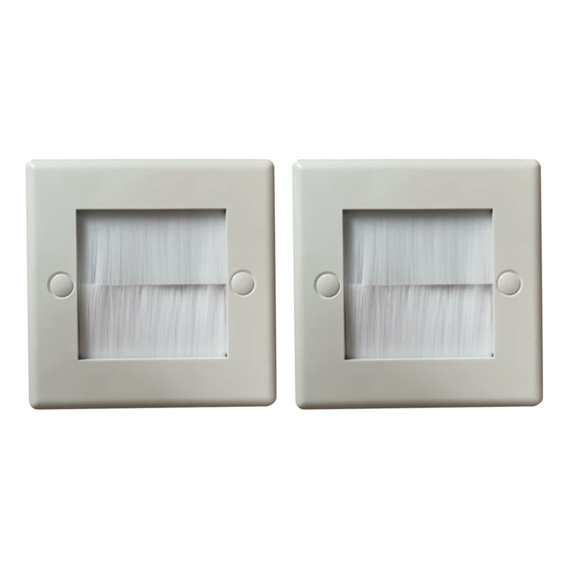 

ABSF 2Pcs Flush Brush Wall Plate Brush Single 1 Gang Wall Outlet Cable Entry Plate Tidy Mount Face Plate Wall Plate