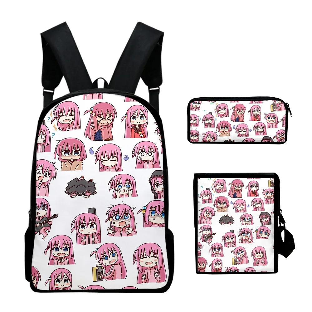 Popular Bocchi the Rock Anime 3D Print 3pcs/Set pupil School Bags Laptop Daypack Backpack Inclined shoulder bag Pencil Case