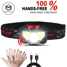 

8 Modes Handfress Motion Sensor Powerful LED Headlight headlamp Head Lamp COB Flashlight Torch head light For Camping, fishing