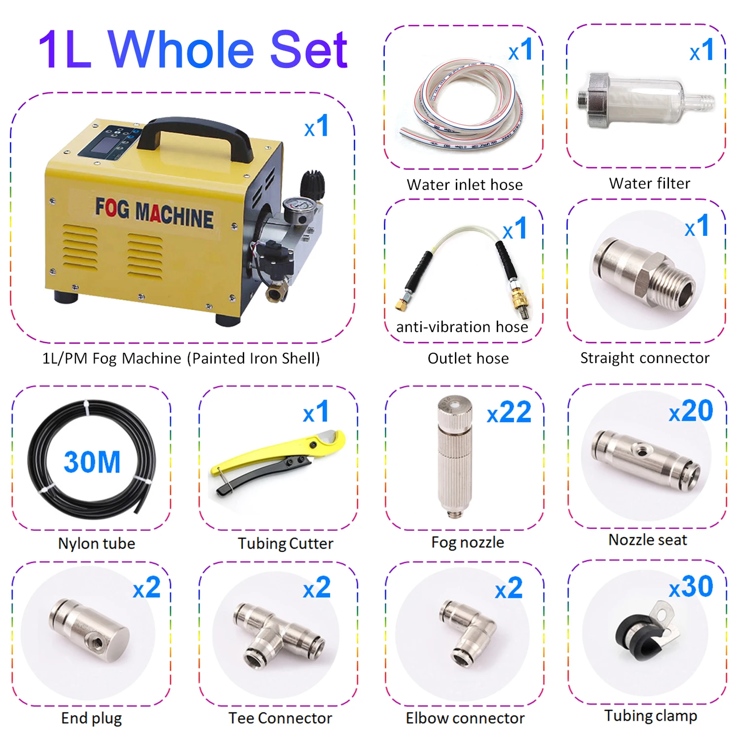 물 분무기용 고압 안개 기계, 야외 안개 냉각 시스템, 온도 제어 콜드 스프레이 가습, 0.3-1L 