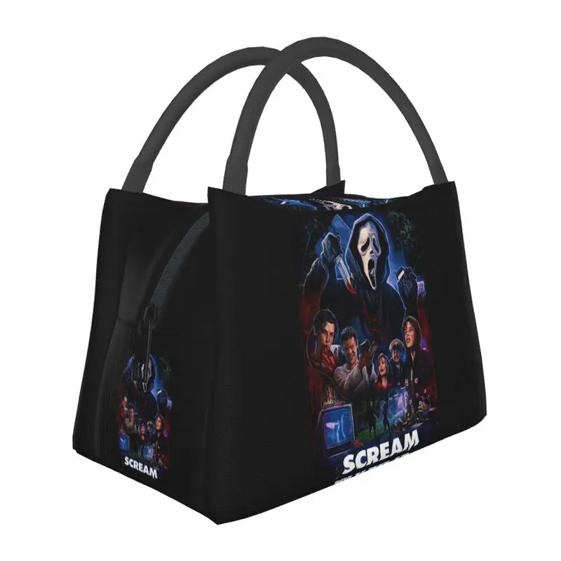 

Horror Movie Killer Thermal Insulated Lunch Bag Halloween Scream Ghostface Lunch Container for Work Travel Storage Meal Food Box