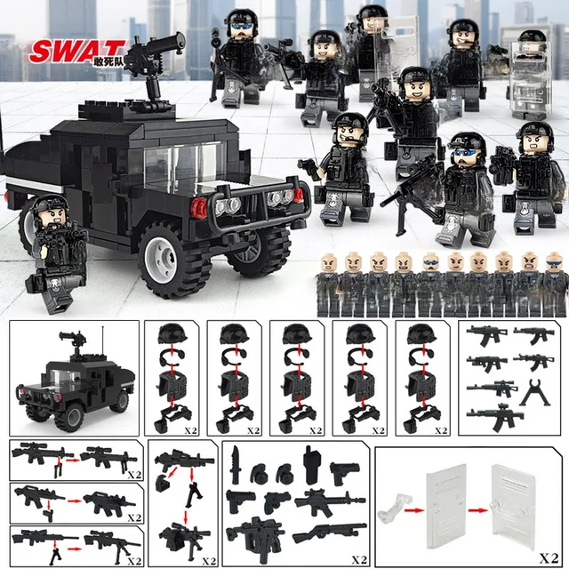 22 pcs Military Wars Assembled Building Blocks Special Forces Soldiers Bricks Guns Weapons Compatible Brick Toys 6