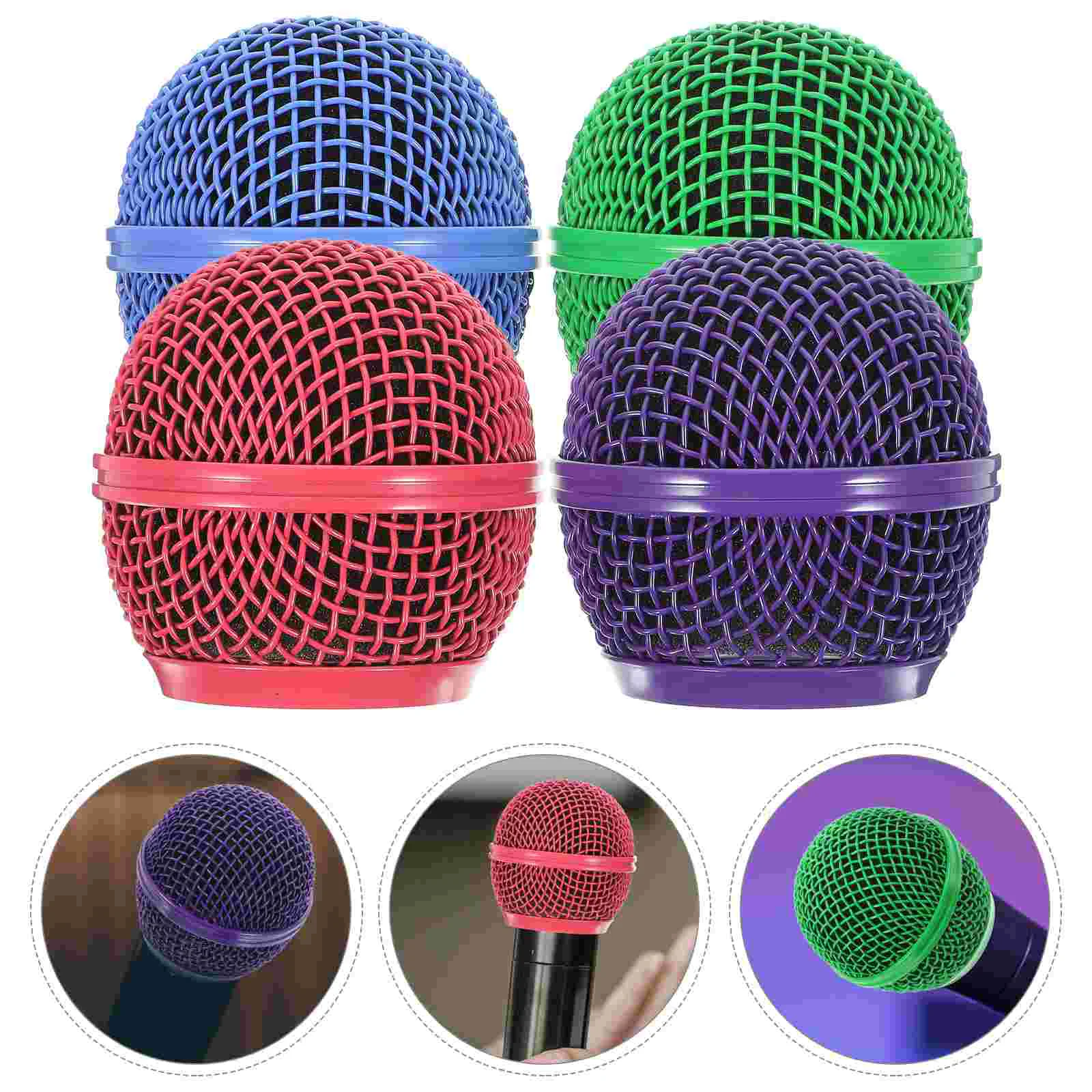 

4 Pcs Accessories Microphone Grille Mesh Head Wireless Supplies Metal Windscreen