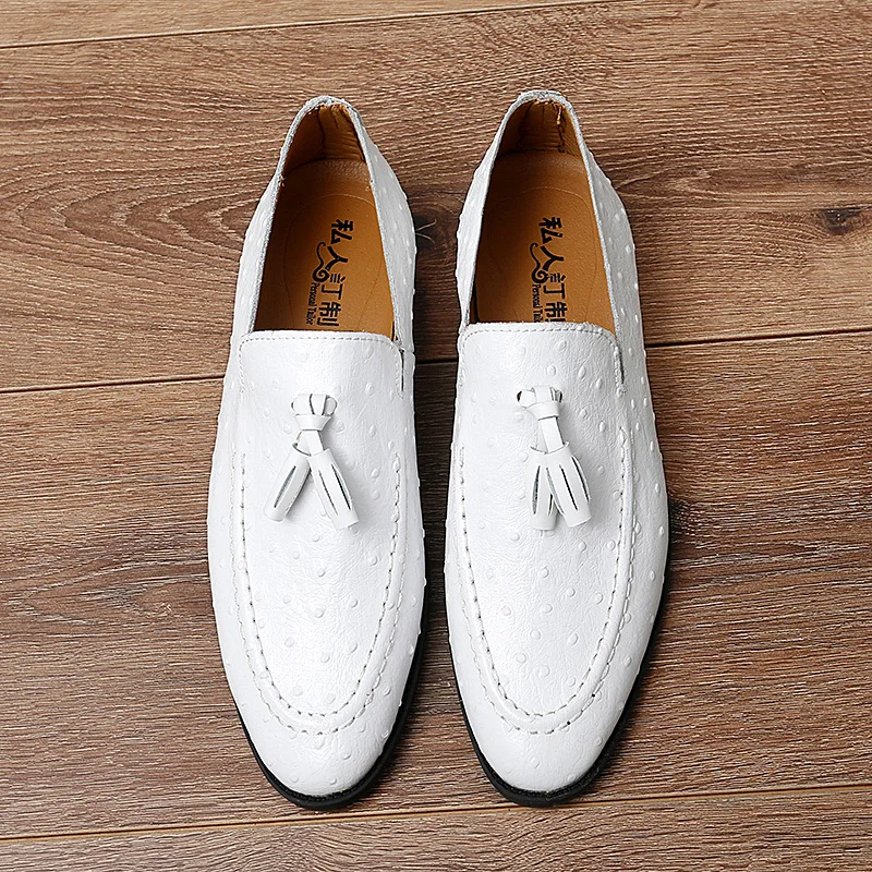 Brand White Tassel Men's Leather Shoes Casual Moccasin Homme Men's Oxford Shoes Flat Men's Boat Shoes Business Men's Loafers