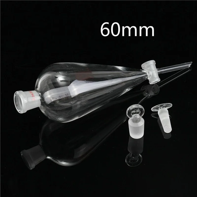 One Pcs 60ml Pyriform Glass separatory funnel with glass stopper for Lab Glassware