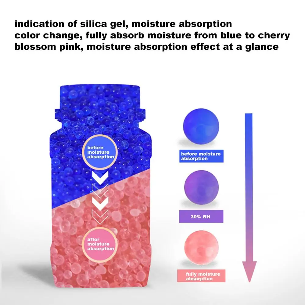 Description Picture 6 of itemMoisture Absorber Electronic Product Desiccant Reusable Silica Gel Beads Moisture Absorber Dehumidifie Drying Silica Blue Beads
