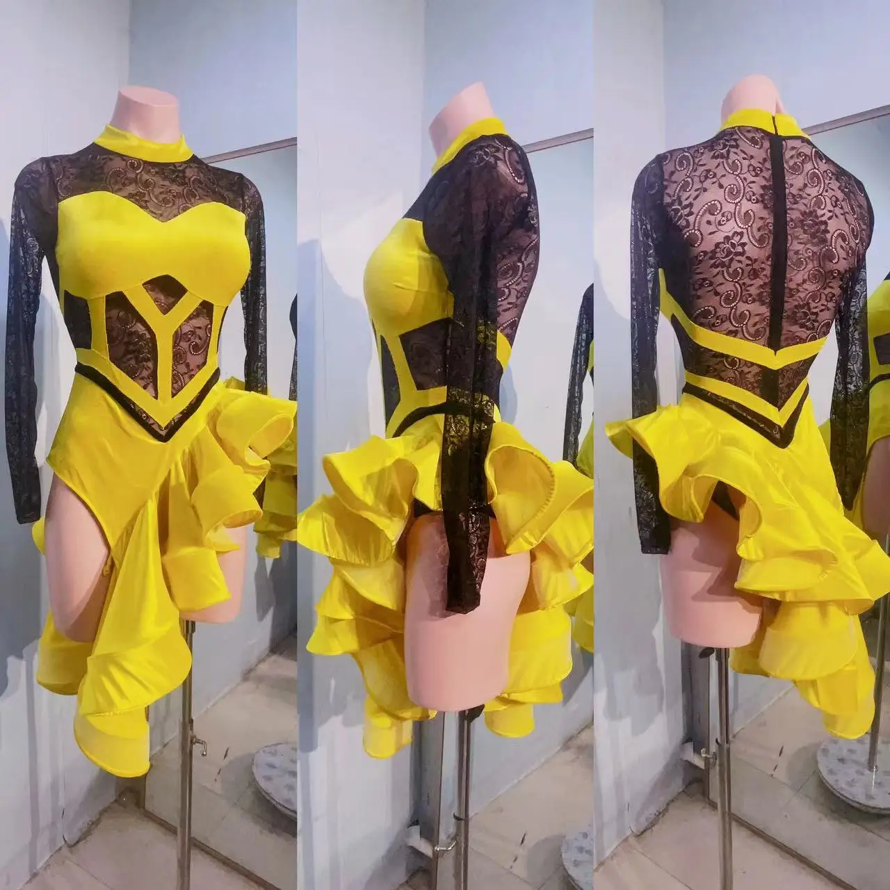 Leather Chic | Wendy Dance | Faux Leather Spaghetti-Strap Latin Dance Dress