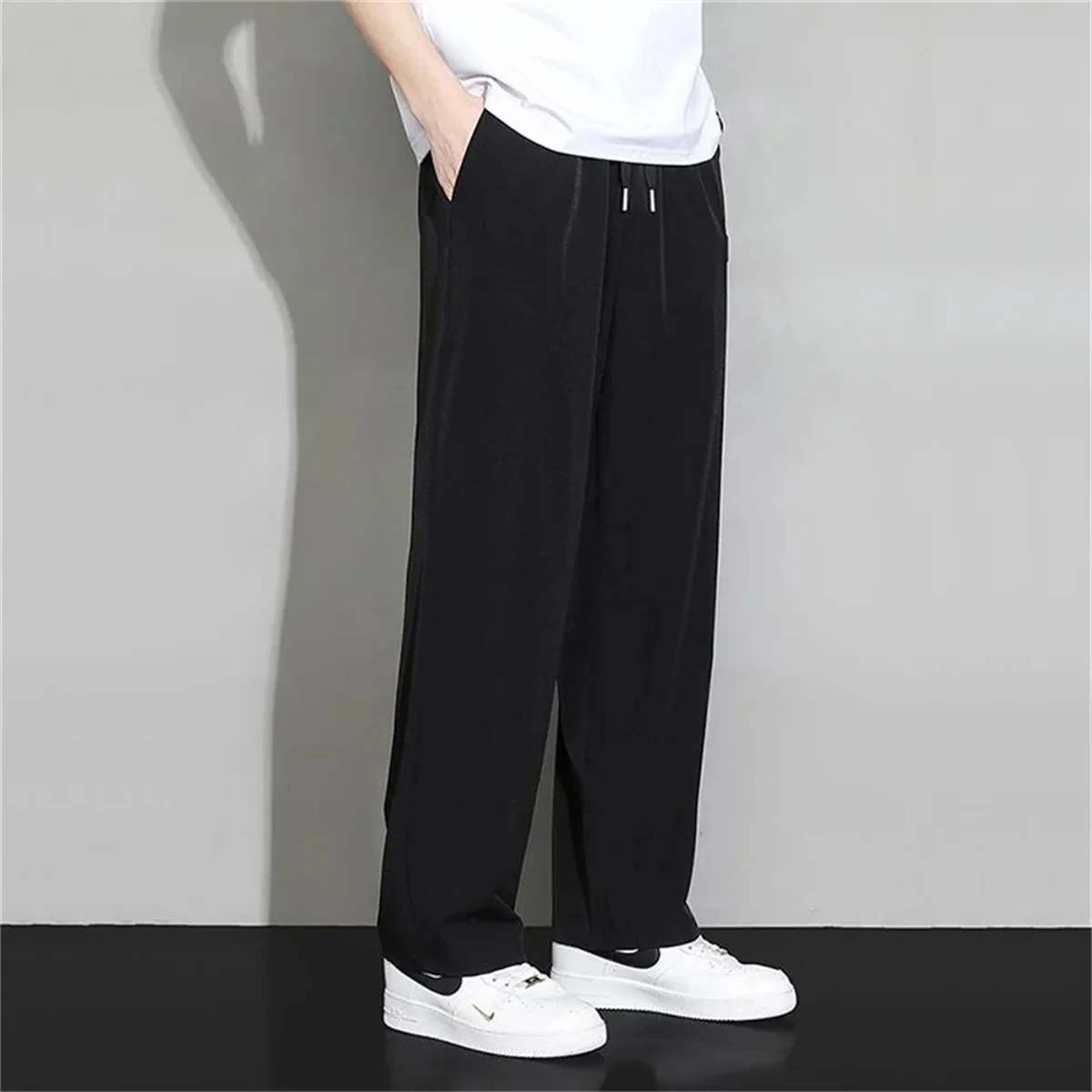 Ice Silk Men's Summer Thin Loose Casual Large Size 9/4 Strap Quick Drying Versatile Sports Haren Pants 5
