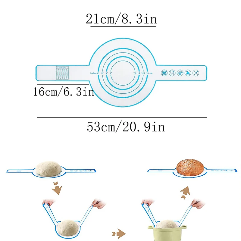 Silicone Non-Stick Bread Kneading and Transfer Pad with Long Handle – Heat-Resistant Bakery Tool