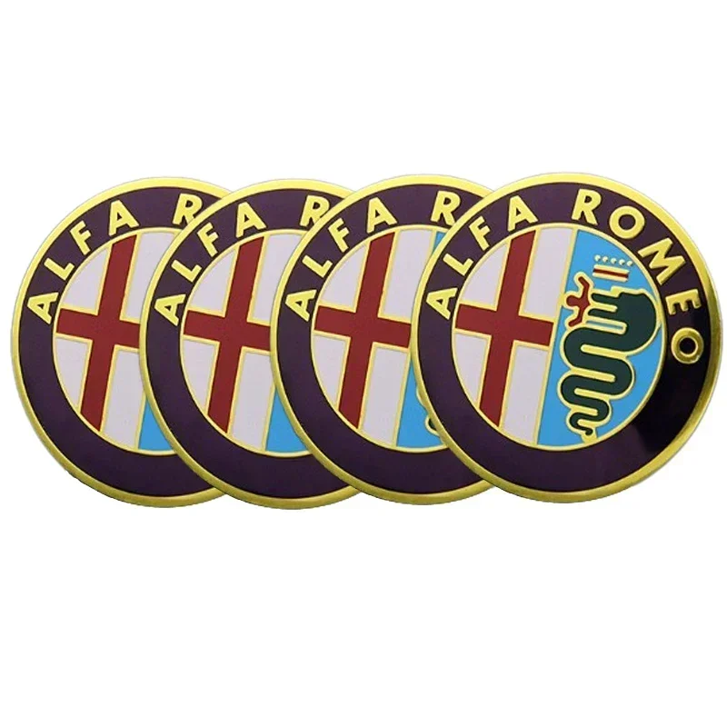 Alfa Romeo Wheel Hub Caps Sticker Set - Premium Car Wheel Center Emblems, 4-Piece Accessory Kit