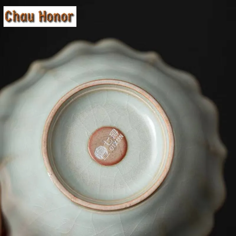 Boutique Ru Kiln Ceramic Crack Teacup Handmade Household Chinese Kung Fu Tea Set Master Cup Tea Ceremony Drinkware Birthday Gift